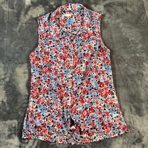 Westport Women's Floral Sleeveless Button Front Blouse Medium